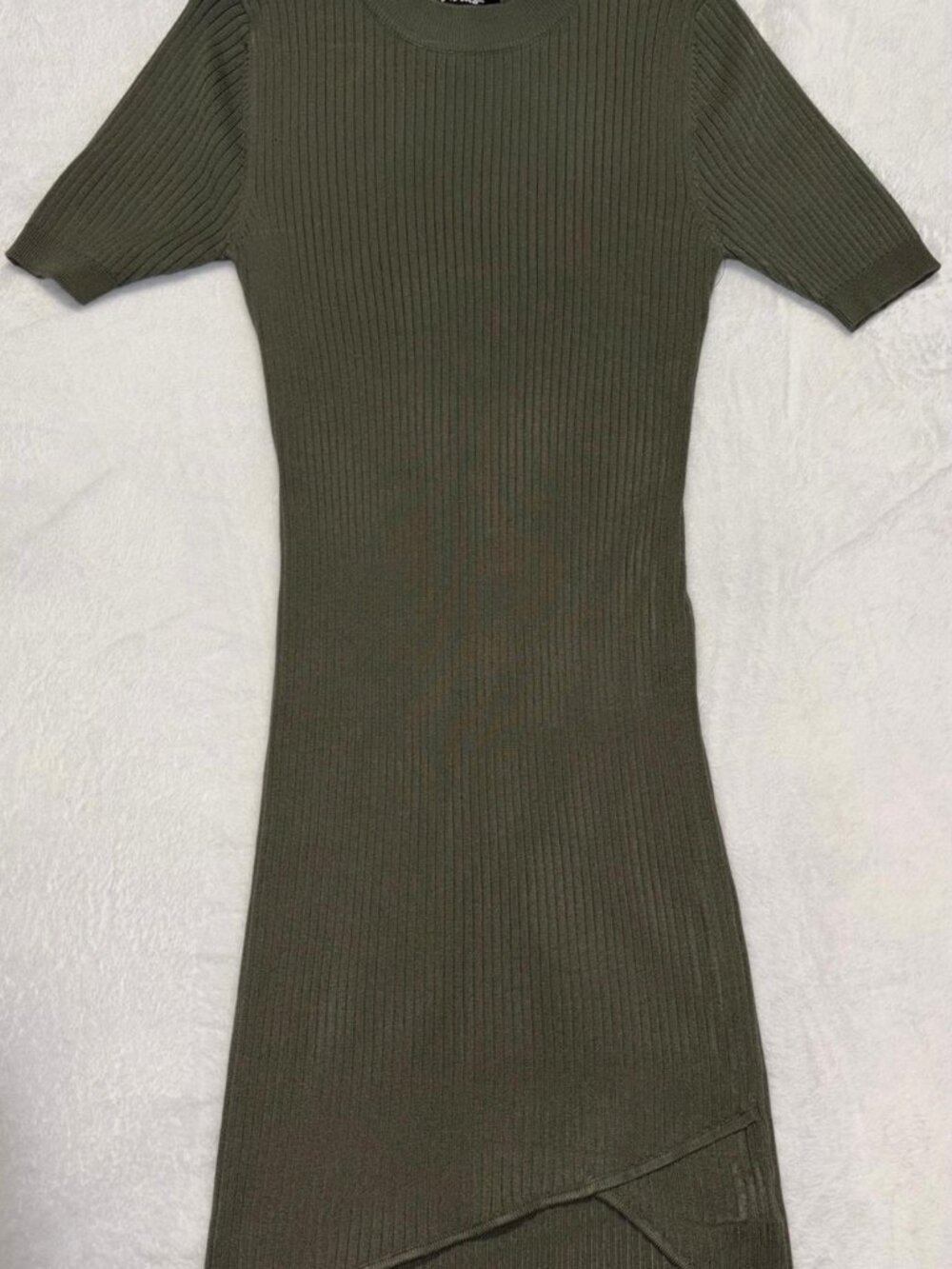 Green Ribbed Short-Sleeve